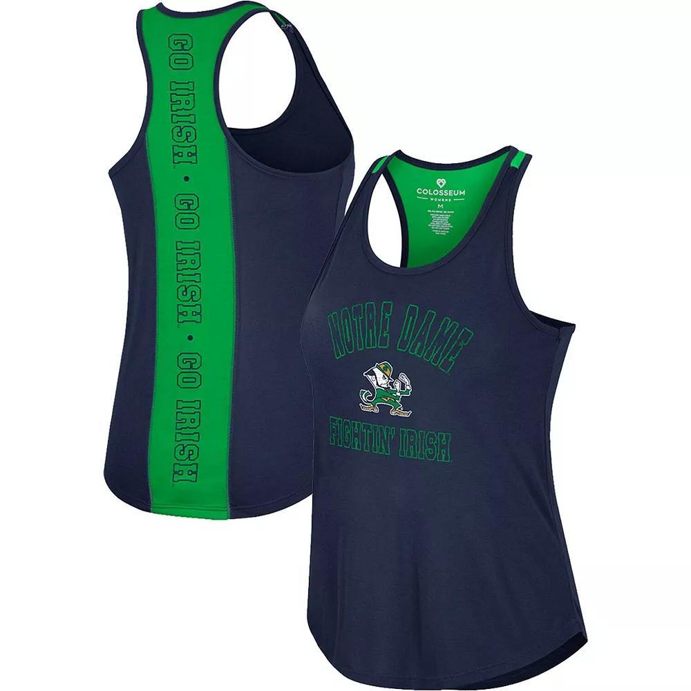 Women's Colosseum Navy Notre Dame Fighting Irish 10 Days Racerback Scoop Neck Tank Top, Size: 2XL, Blue Product Image
