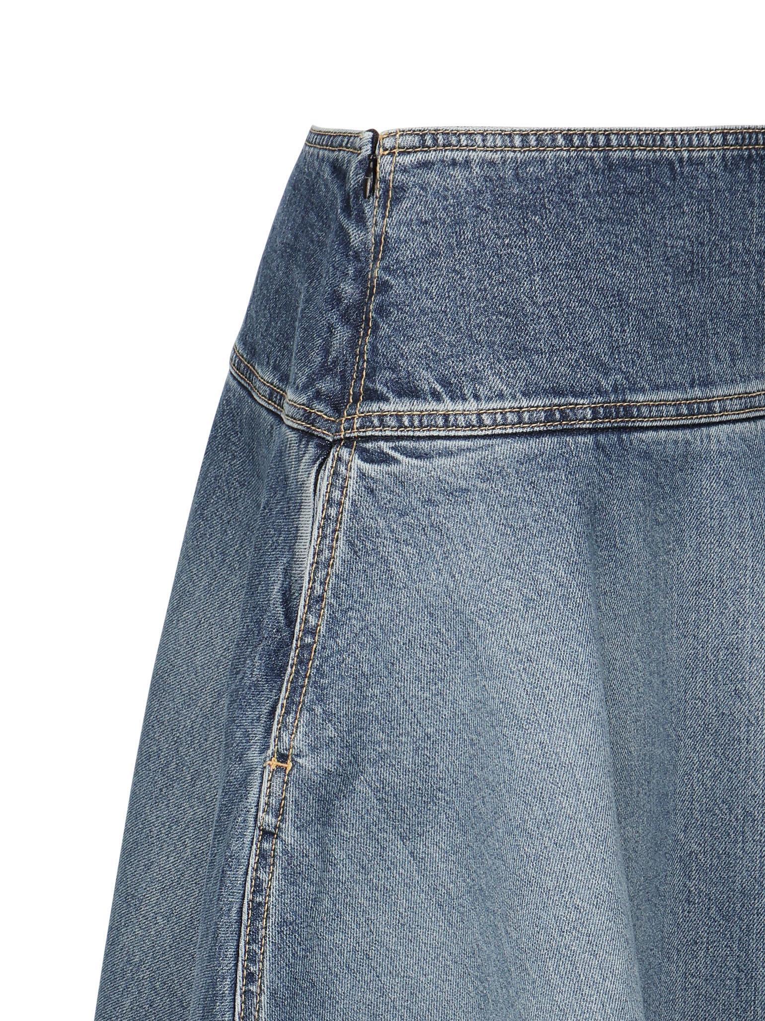 ALAÏA Asymmetric Midi Denim Skirt In Blue Product Image