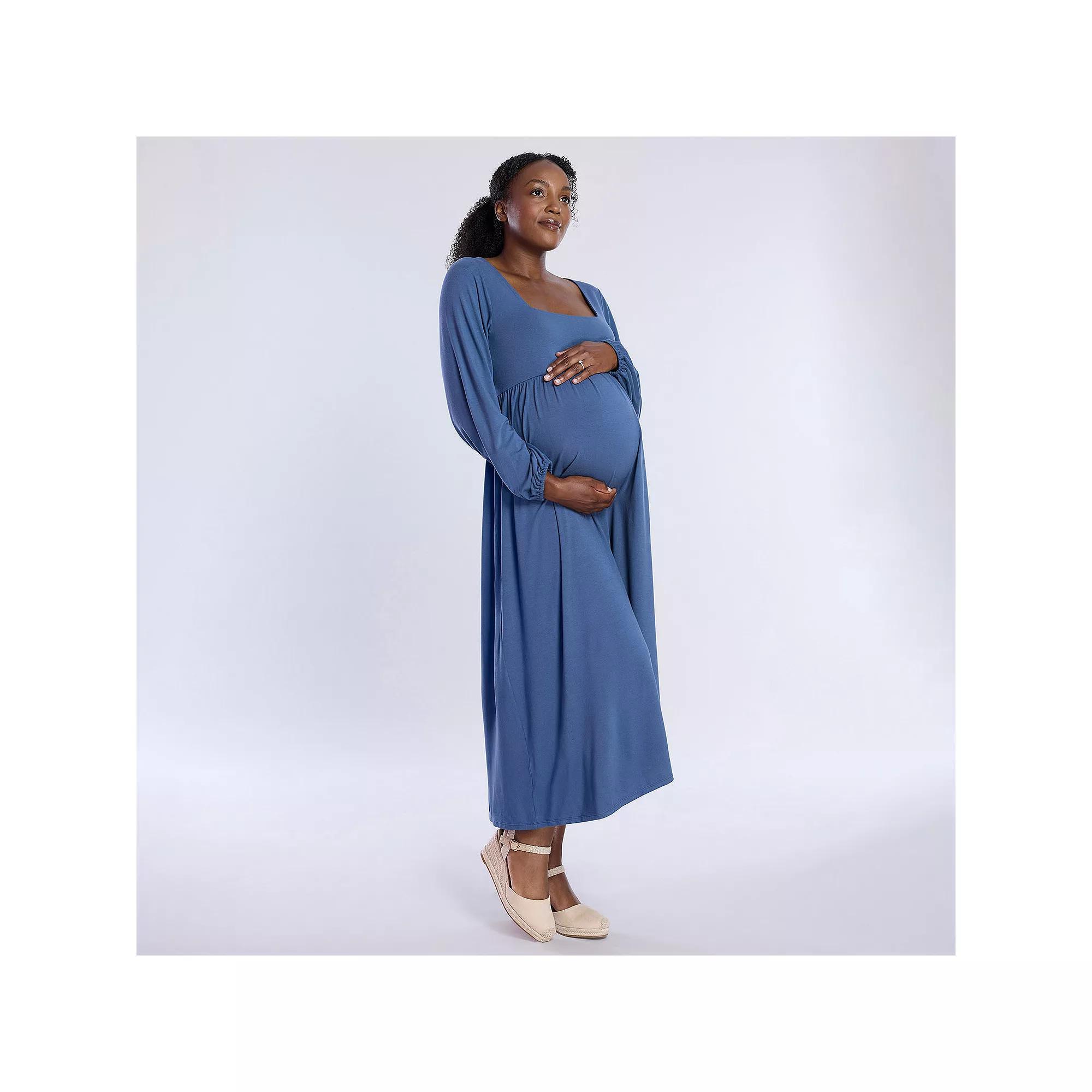 Maternity Motherhood® Empire Waist Maxi Dress, Women's, Size: XS-MAT, Vintage Blue Product Image