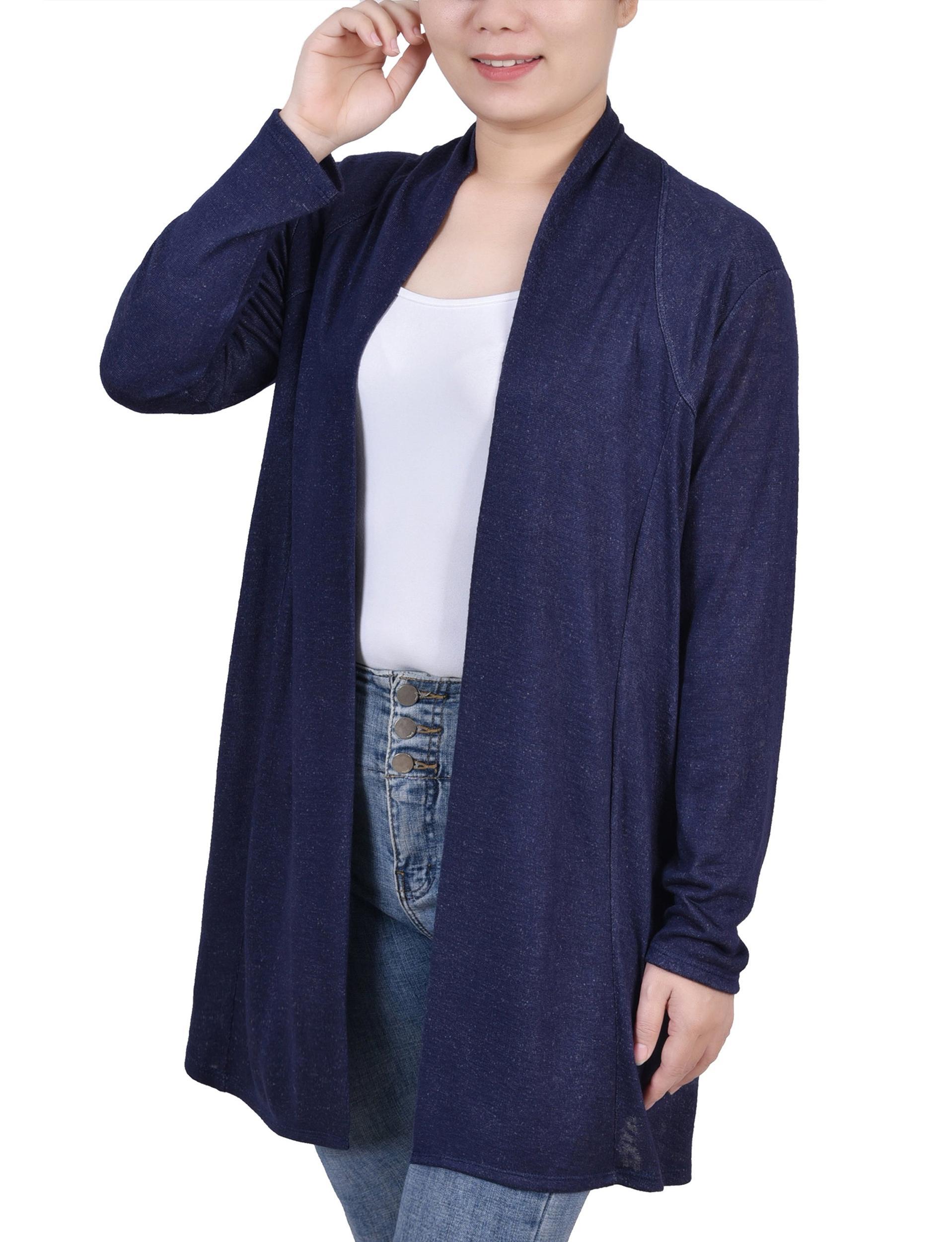 Navy Long Sleeve Collared Cardigan Product Image