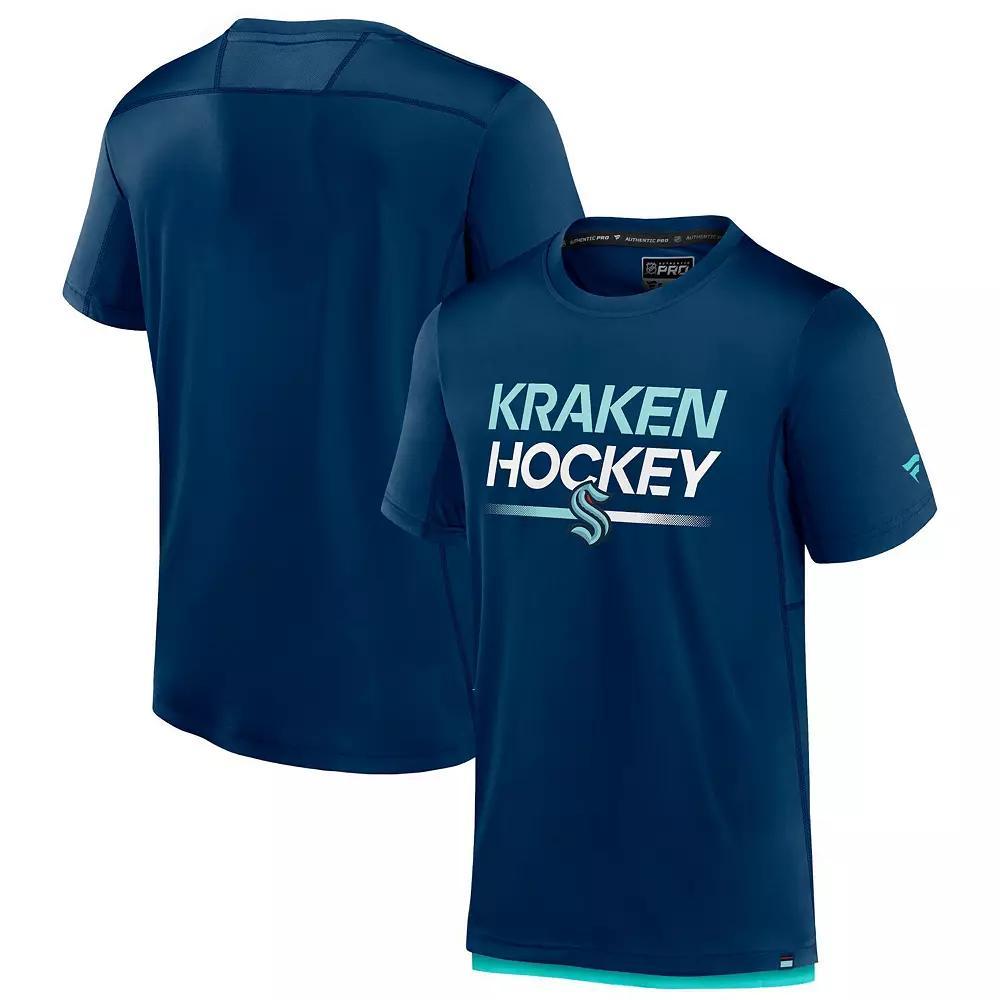 Men's Fanatics Branded Deep Sea Blue Seattle Kraken Authentic Pro Tech T-Shirt,  Product Image