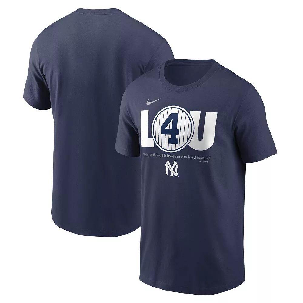 Men's Nike Lou Gehrig Navy New York Yankees Cooperstown Collection Lou Gehrig Day Retired Number T-Shirt, Size: Small, Blue Product Image