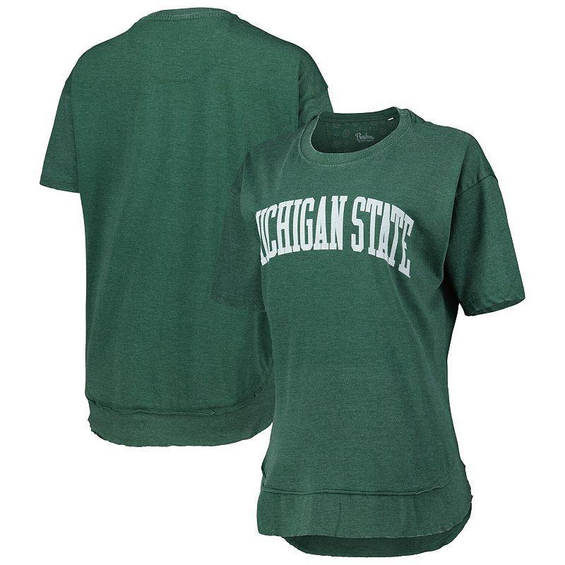 Womens Pressbox Heathered Michigan State Spartans Arch Poncho T-Shirt Product Image