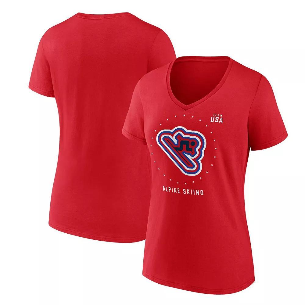 Women's Fanatics Branded Red Team USA Alpine Skiing V-Neck T-Shirt,  Product Image