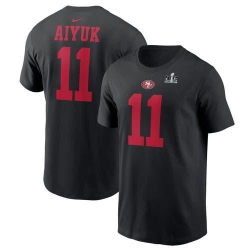 Mens Nike Nick Bosa Black San Francisco 49ers Super Bowl Lviii Patch Player Name and Number T-shirt Product Image