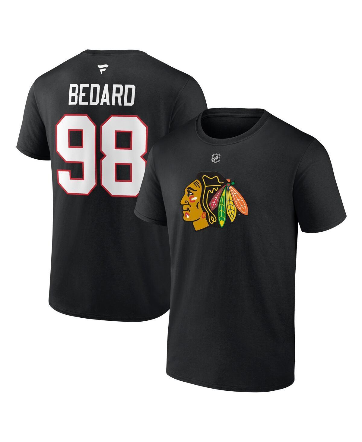 Mens Fanatics Branded Connor Bedard Chicago hawks 2023 NHL Draft Authentic Stack Player Name & Number T-Shirt Product Image