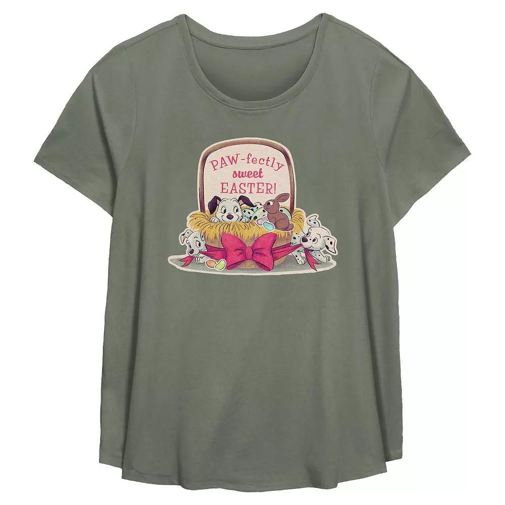 Disney's 101 Dalmatians Paw-fectly Sweet Easter Plus Size Flowy Graphic Tee, Women's, Size: 3XL, Green Product Image