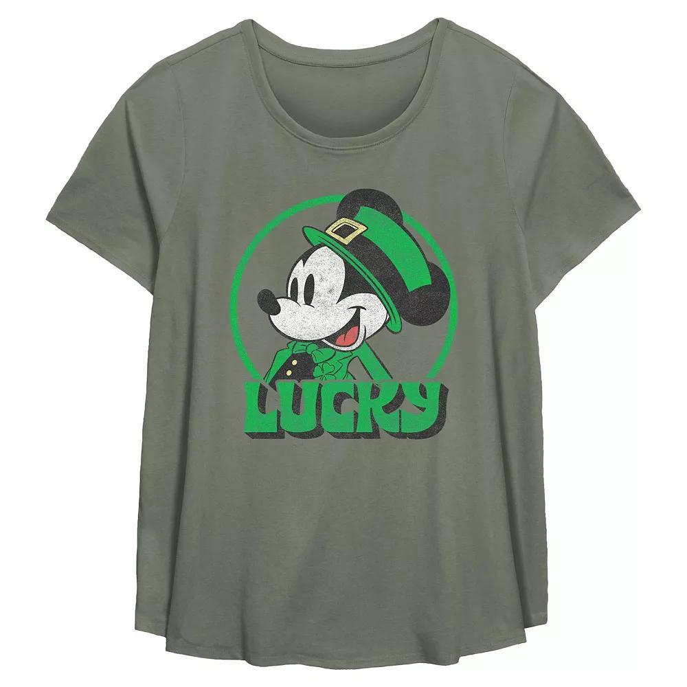 Disney's Mickey Mouse Lucky Mouse Plus Size Flowy Graphic Tee, Women's, Size: 5XL, Green Product Image