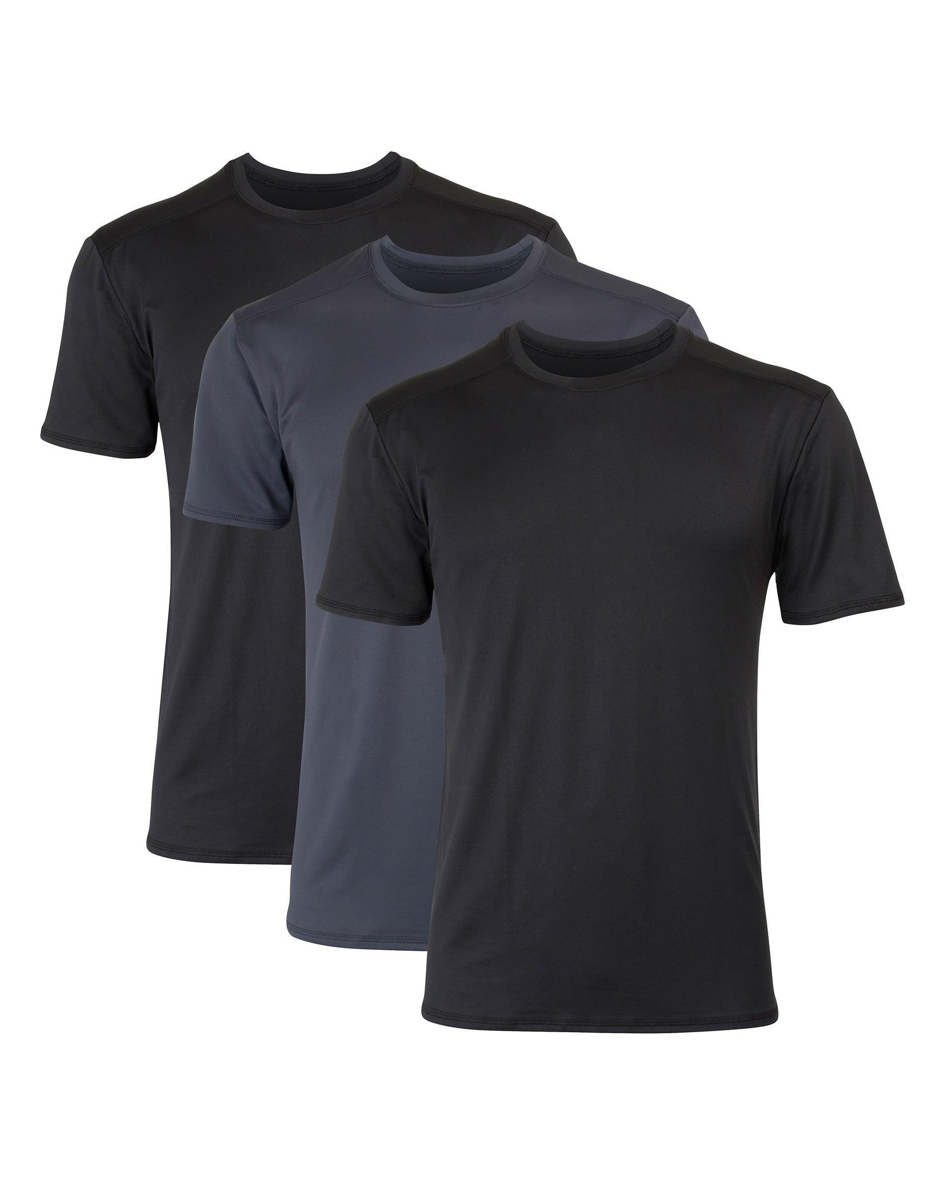 Hanes Moves Ultimate Mens Breathable Mesh Crewneck T-Shirt, X-Temp, Black/Grey, 3-Pack Black/Grey/Black S Product Image