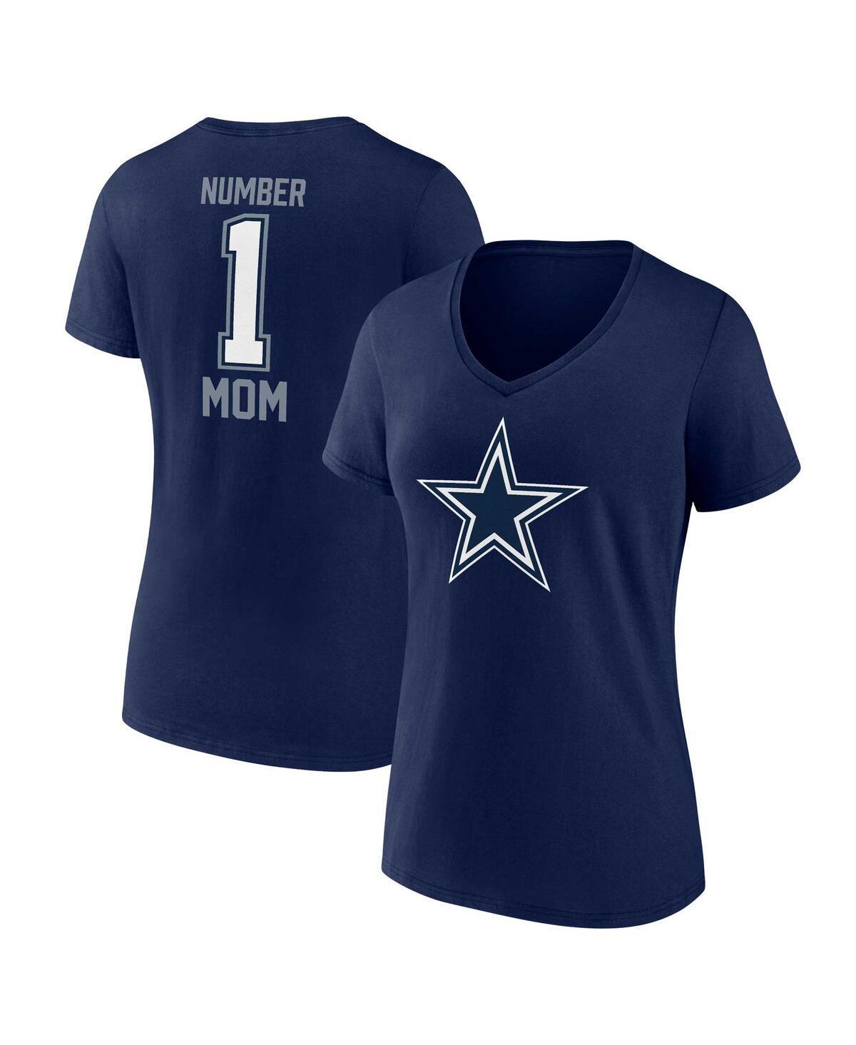 Womens Fanatics Dallas Cowboys Plus Size Mothers Day #1 Mom V-Neck T-Shirt Blue Product Image