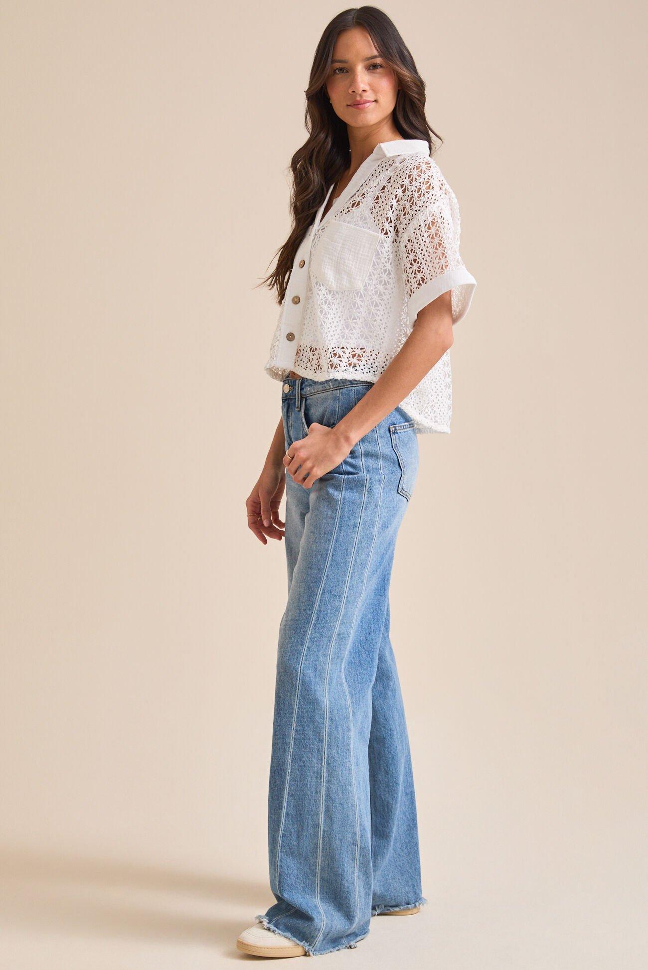 Junie Crochet Button Up Top Product Image