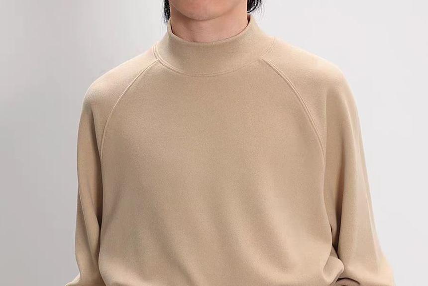 Long Sleeve Mock Neck Plain T-Shirt Product Image