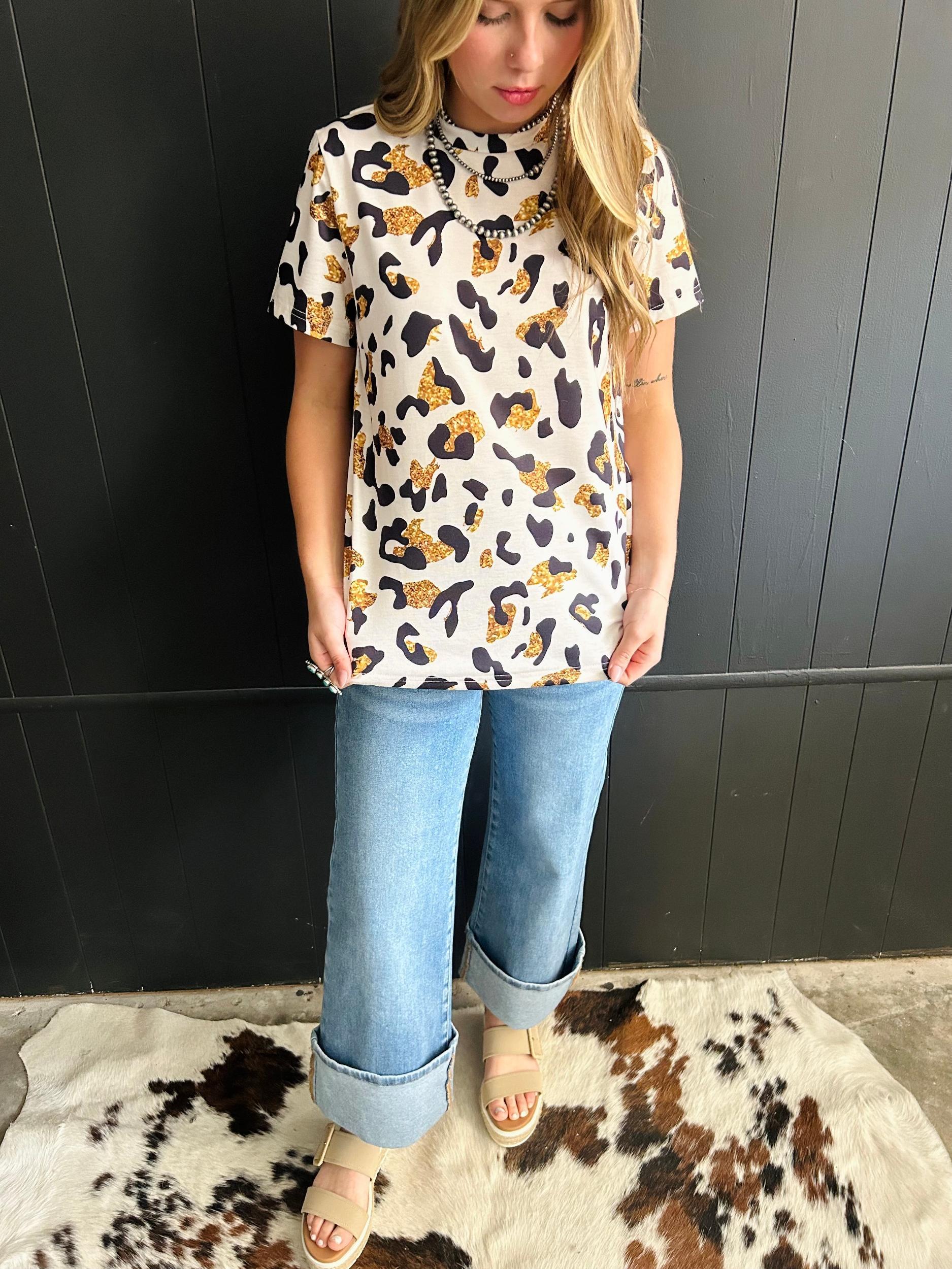 Gold Shimmer Leopard Printed Top* Product Image