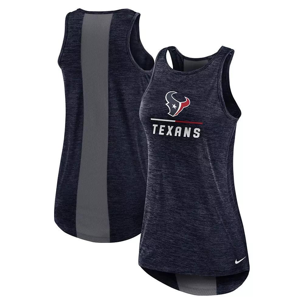 Women's Nike Navy Houston Texans High Neck Performance Tank Top, Size: Medium, Blue Product Image