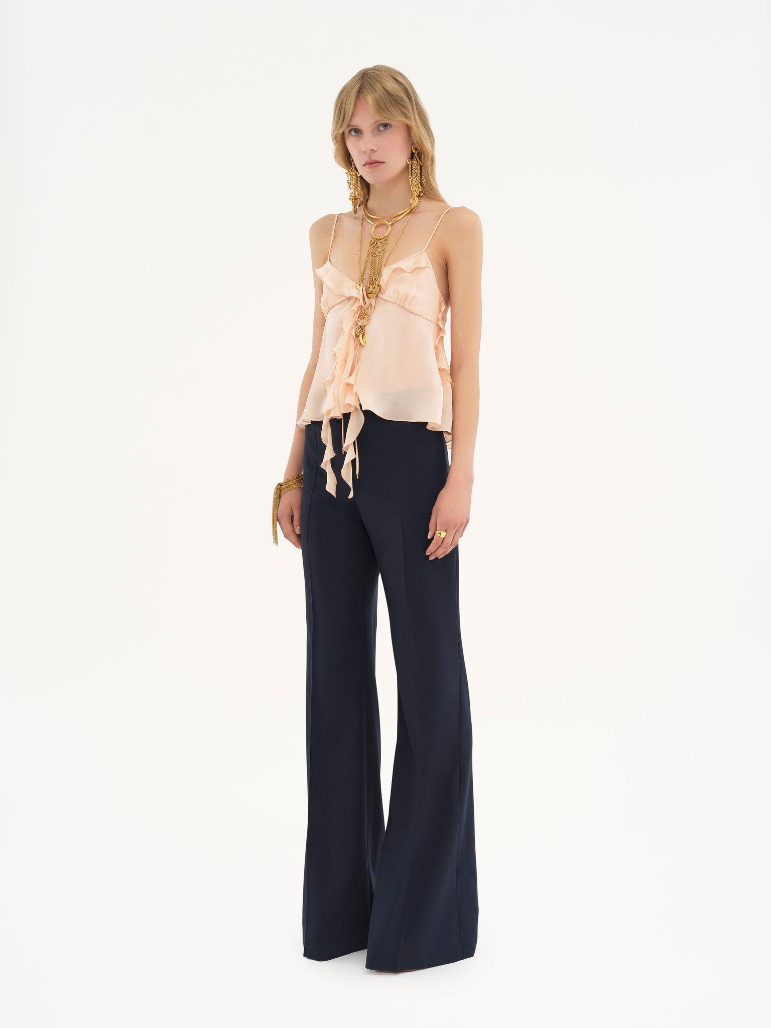 Flared tailored pants in stretch wool Product Image