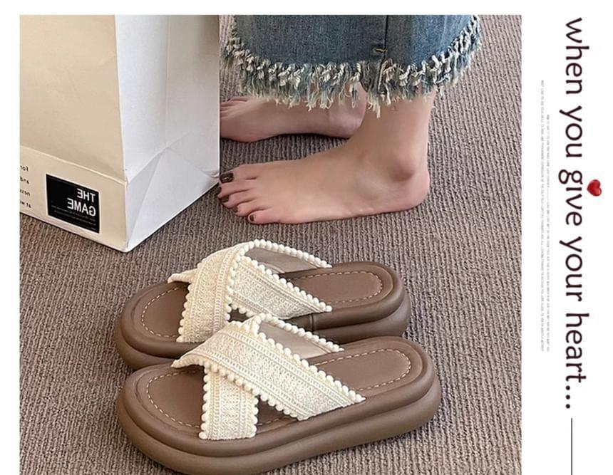 Platform Crisscross Slide Sandals Product Image