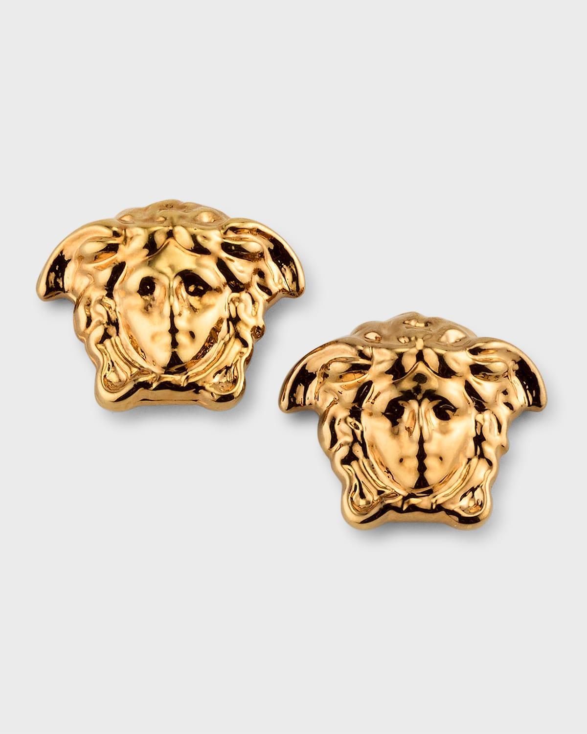 Mens Golden Medusa Head Earrings Product Image