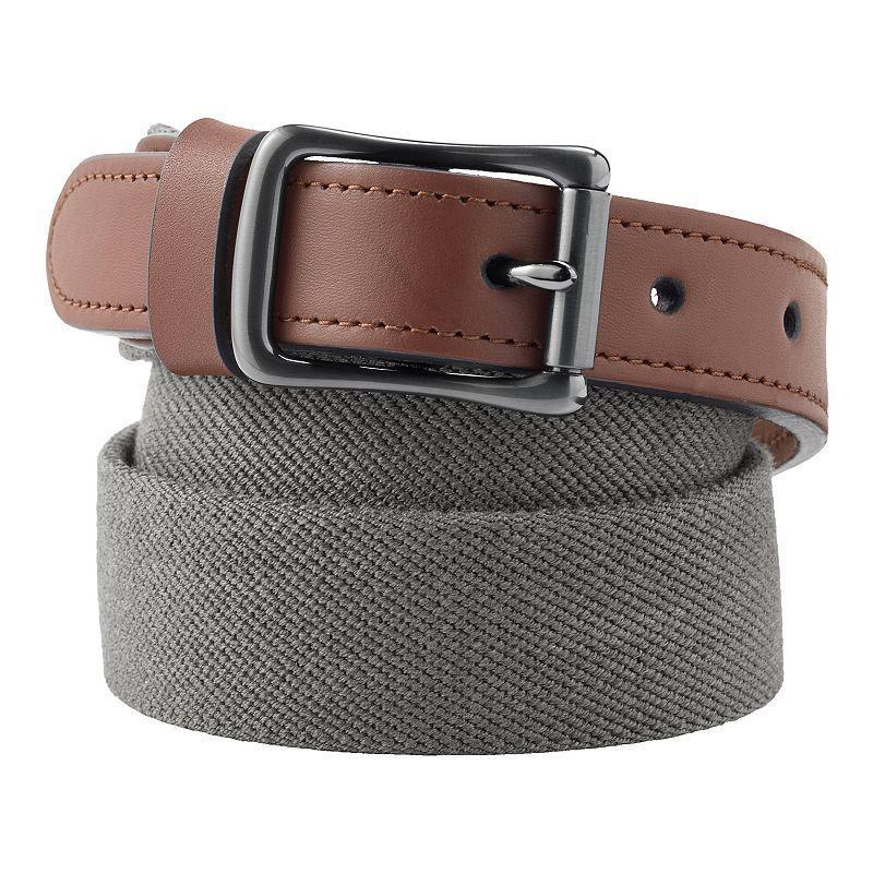 Big & Tall Lands End Elastic Surcingle Leather Trim Belt Green Product Image