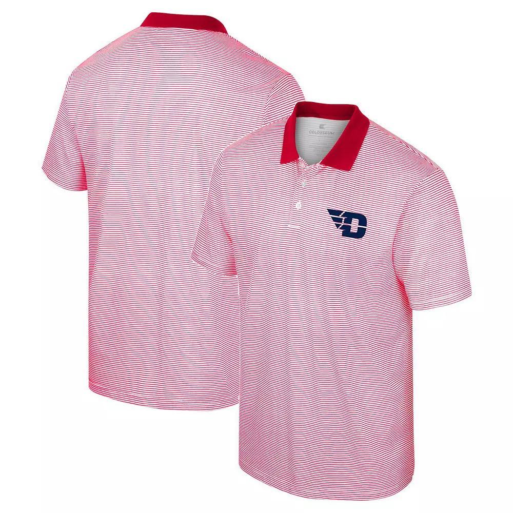 Men's Colosseum White/Red Dayton Flyers Print Stripe Polo, Size: 2XL, Day White Product Image
