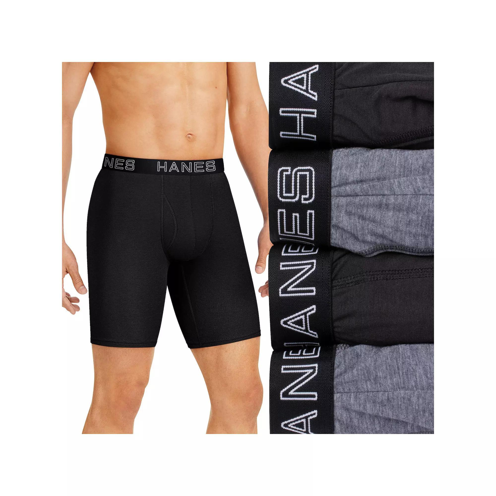 Men's Hanes® Ultimate 4-Pack ComfortFlex Fit Long Leg Boxer Briefs with Total Support Pouch,  Product Image