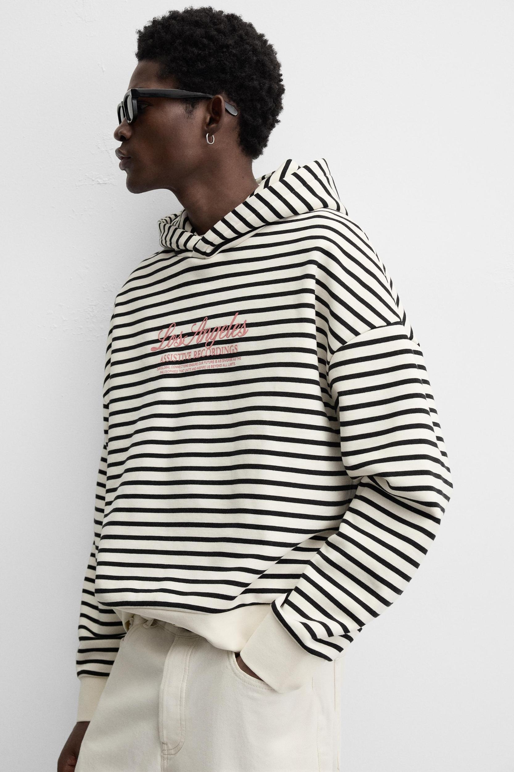 TEXT PRINT STRIPED SWEATSHIRT Product Image
