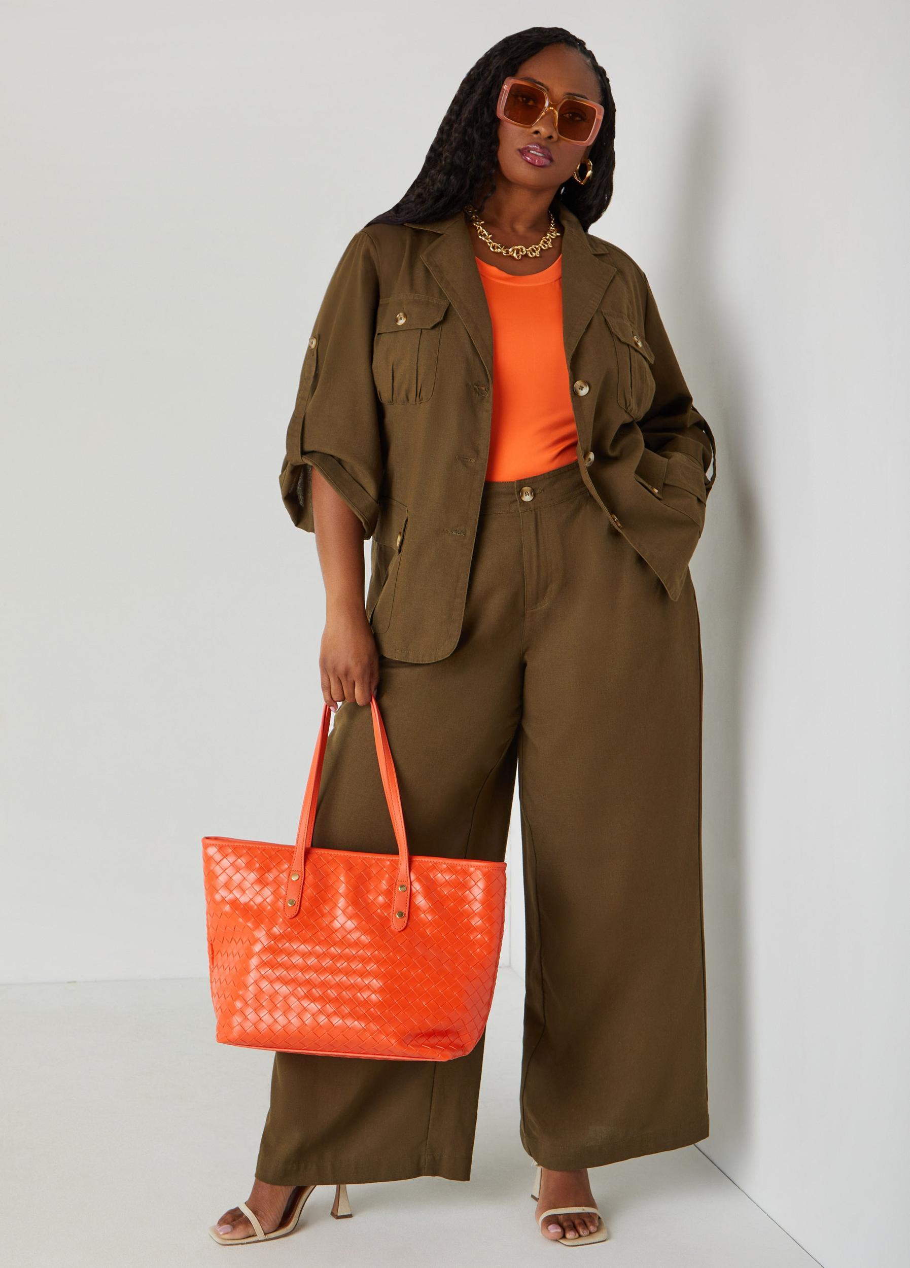 Plus Size Woven Cargo Jacket Ashley Stewart Product Image