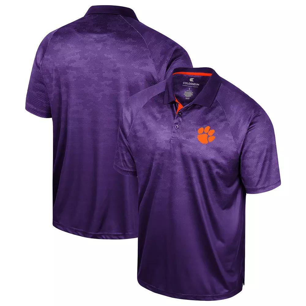 Men's Colosseum Purple Clemson Tigers Honeycomb Raglan Polo,  Product Image