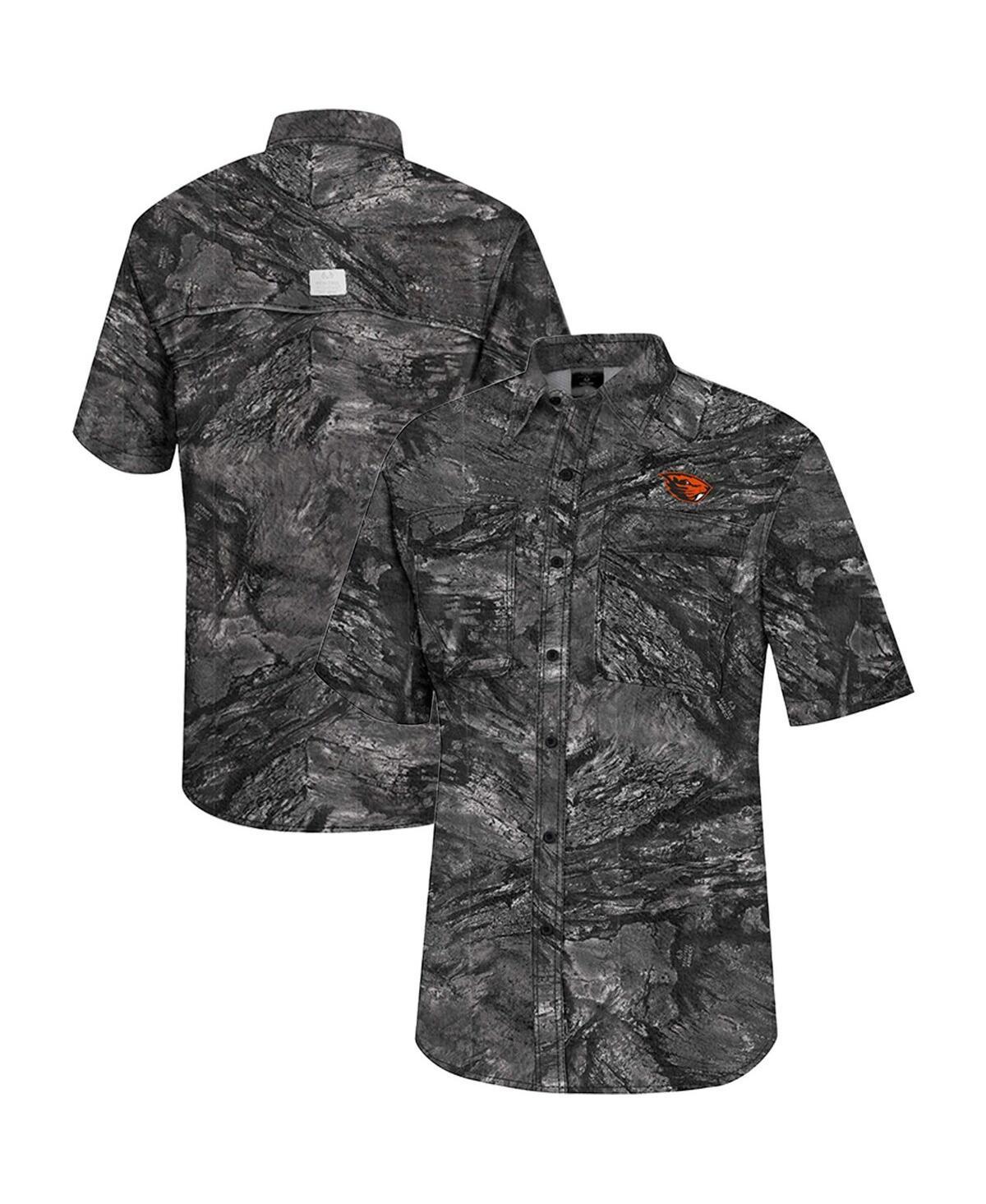 Men's Colosseum  Charcoal Appalachian State Mountaineers Realtree Aspect Charter Full-Button Fishing Shirt, Size: XL, App Charco Product Image