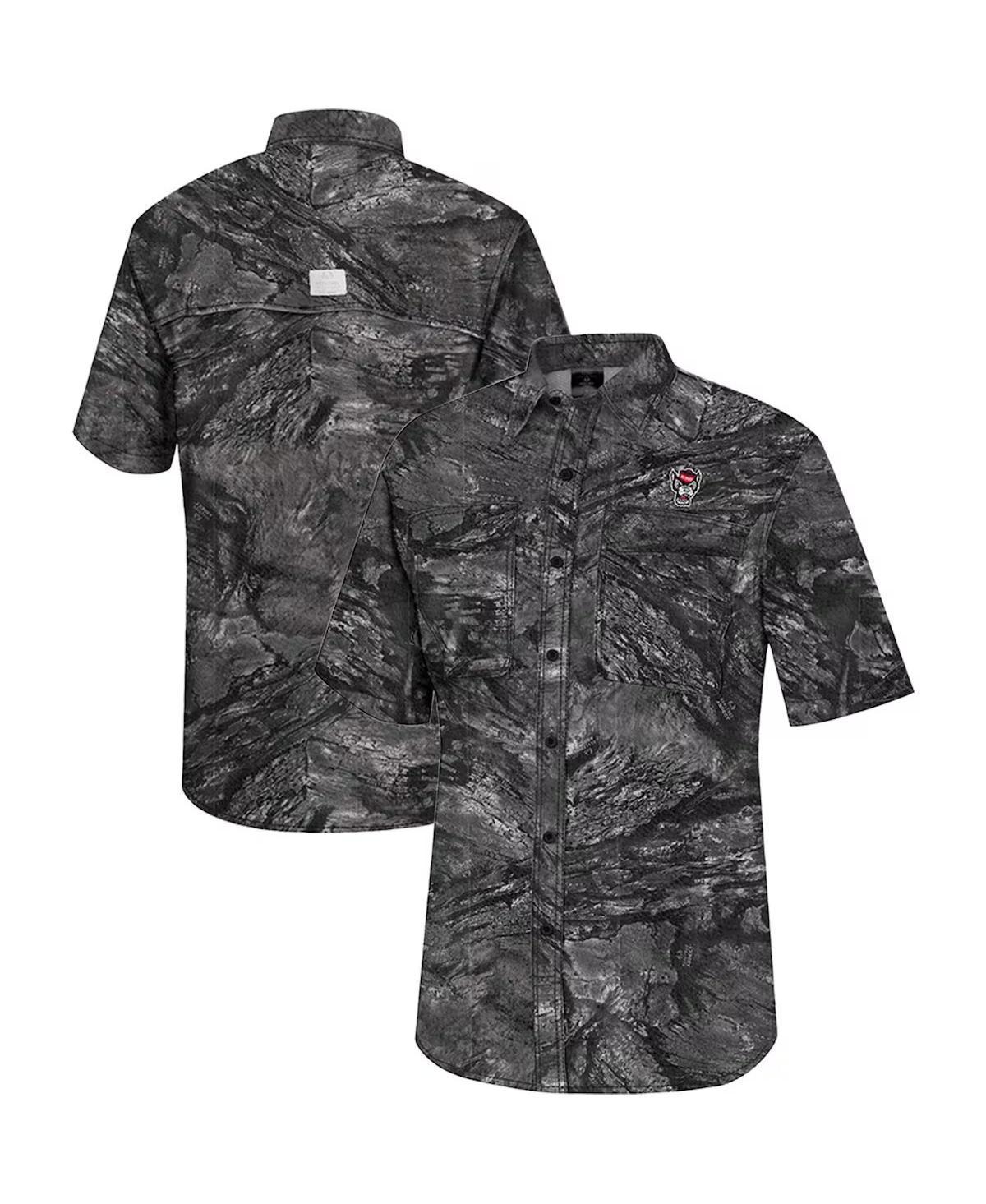 Mens Colosseum Charcoal Wake Forest Demon Deacons Realtree Aspect Charter Full-Button Fishing Shirt Product Image