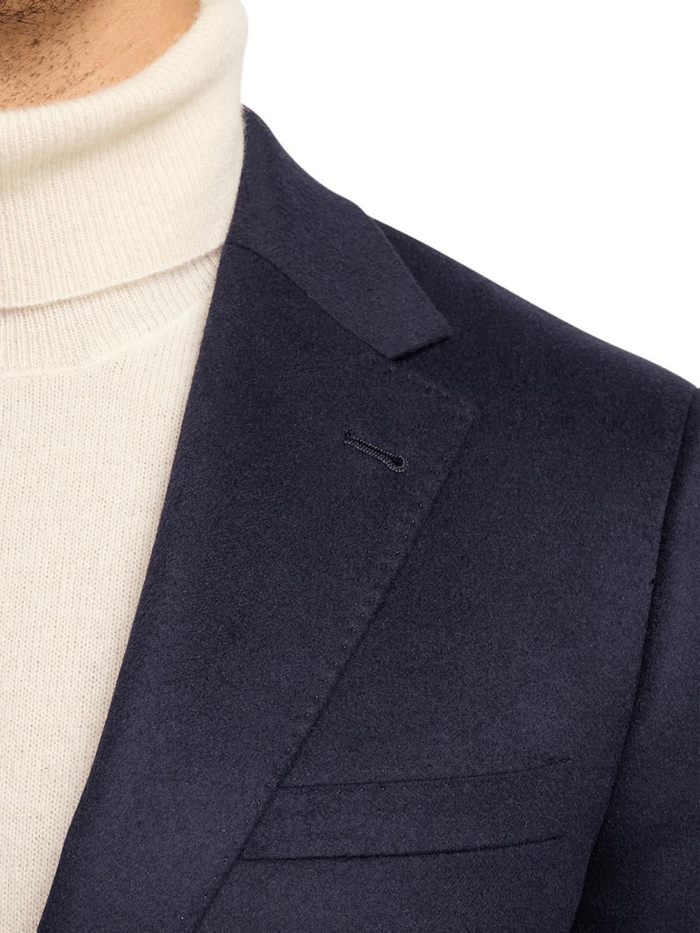 Cashmere Single Breasted Notch Lapel Sport Coat - Navy Product Image