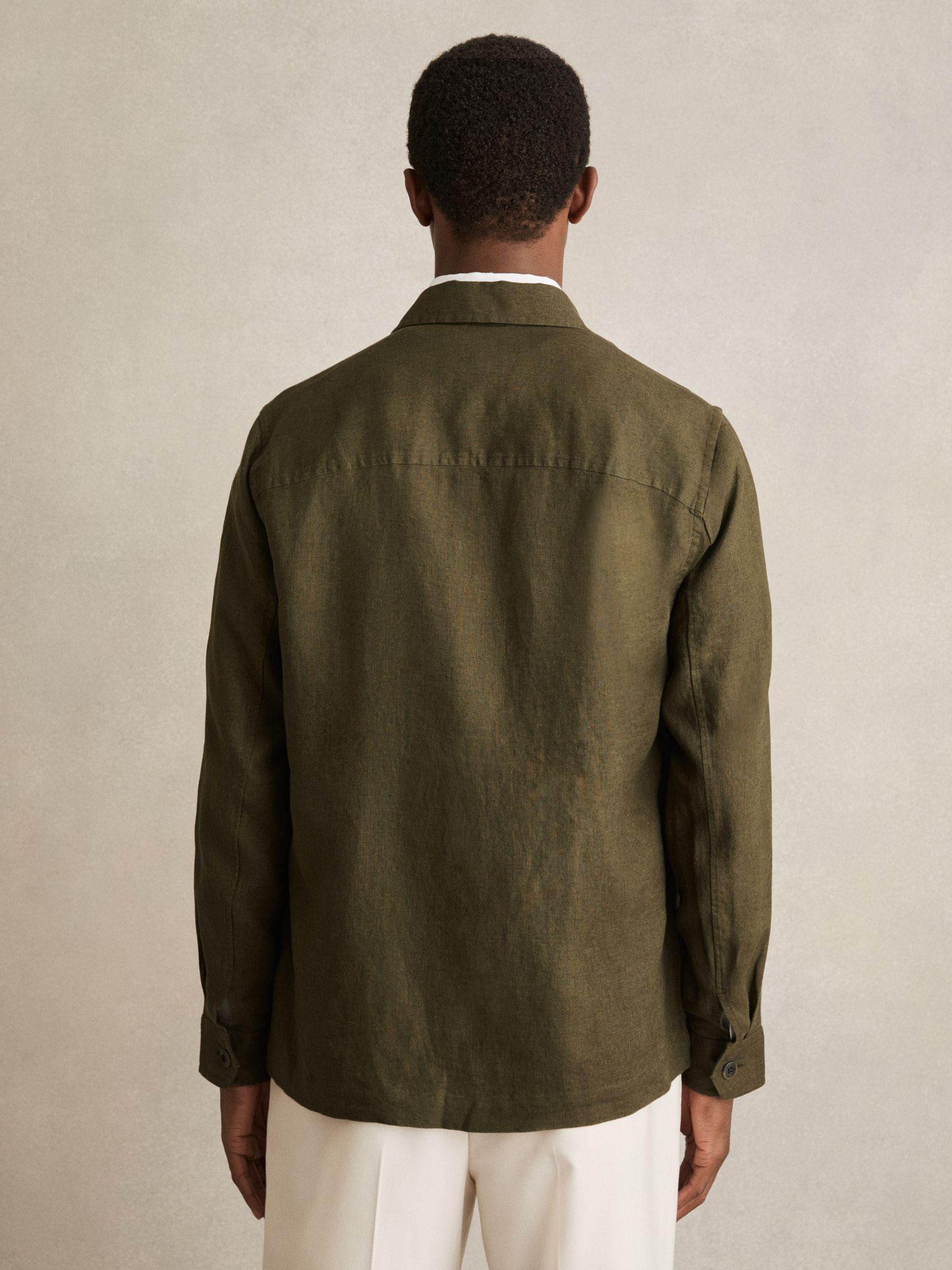 Linen Worker Jacket in Khaki Product Image
