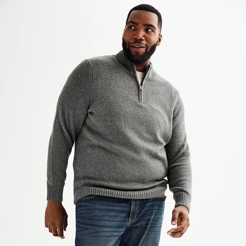 Big & Tall Sonoma Goods For Life® Quarter Zip Sweater, Men's, Size: Large Tall, Gray Nep Product Image