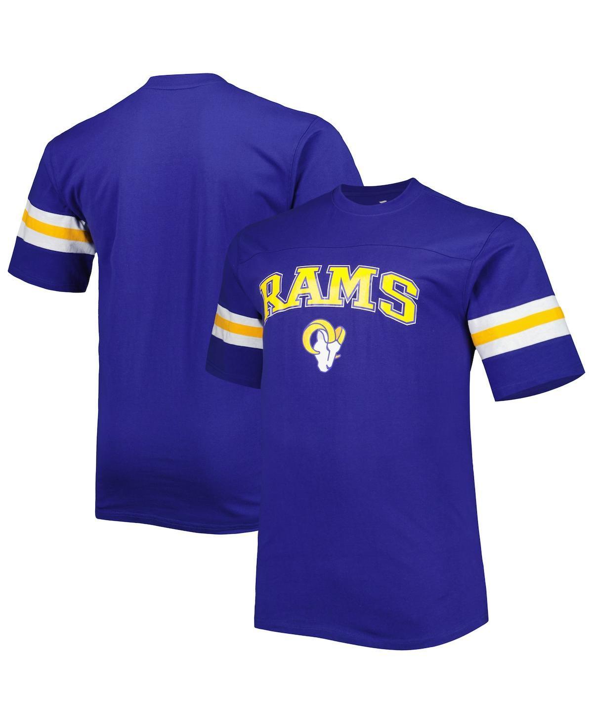 Men's Royal Los Angeles Rams Arm Stripe T-Shirt, Size: 3XB, Blue Product Image