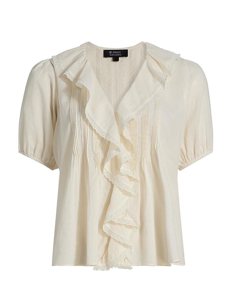 Womens Cotton Ruffled Top Product Image