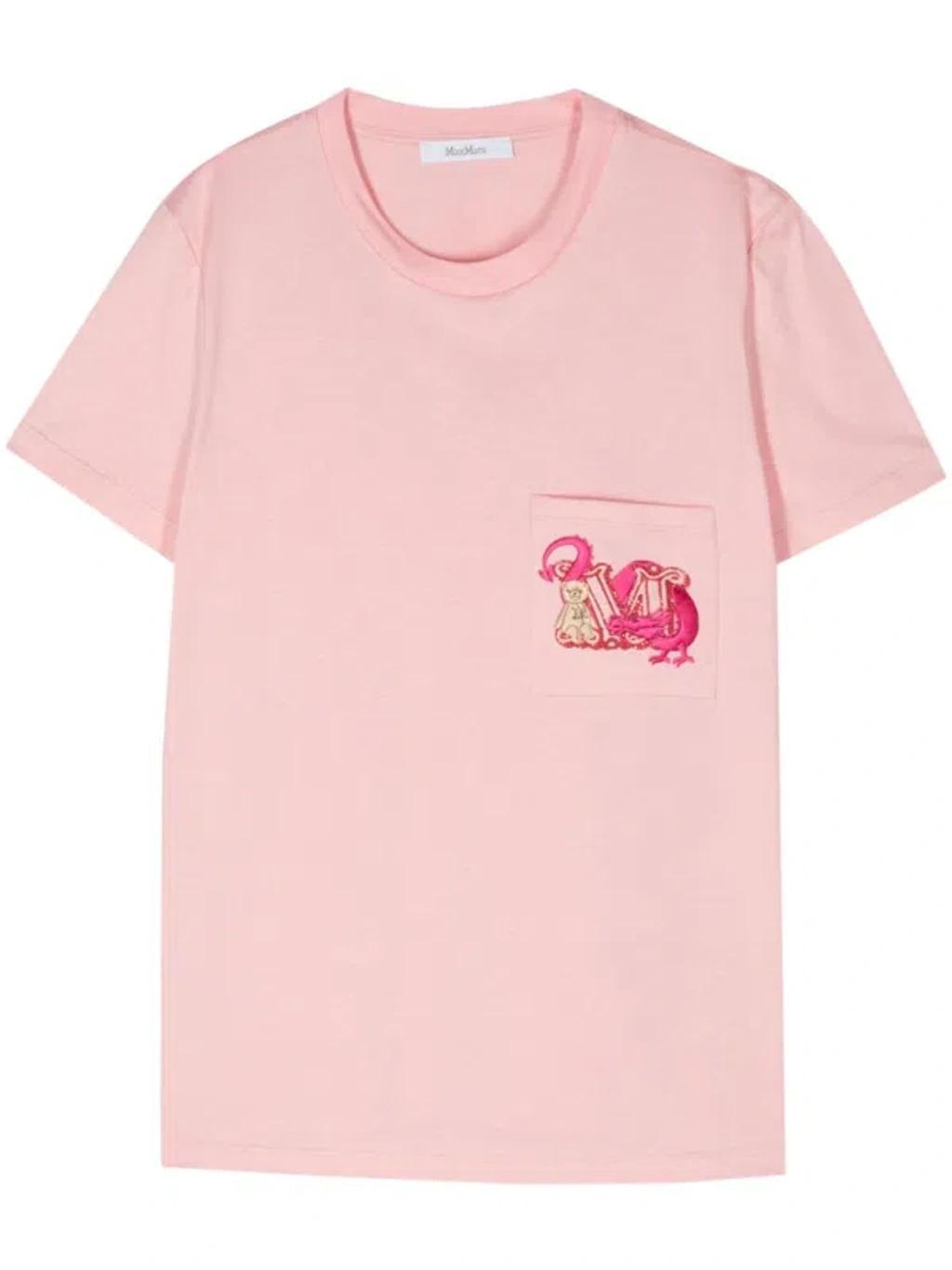 Pink Cotton Logo Embellishment T-shirt Product Image