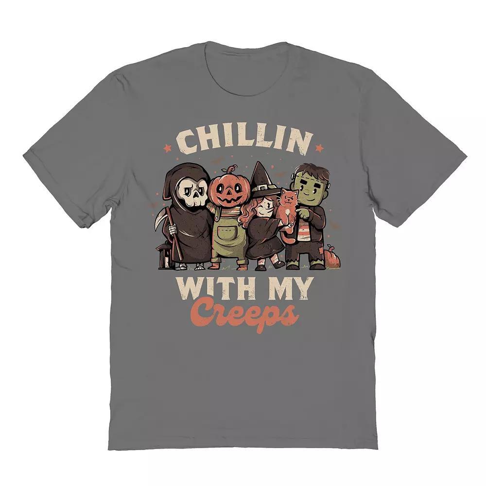 Men's Chilling With my Creeps Halloween Graphic Tee, Size: Medium, Grey Product Image