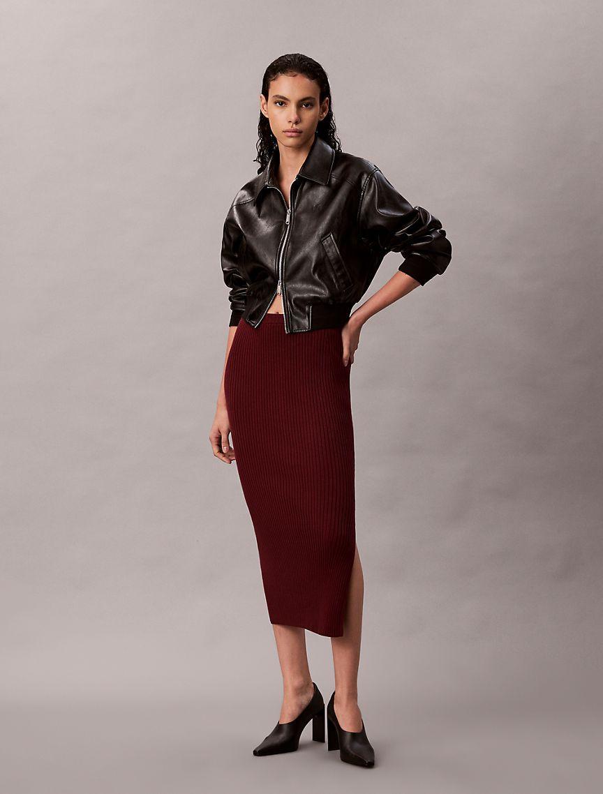 Smooth Cotton Rib Midi Skirt Product Image