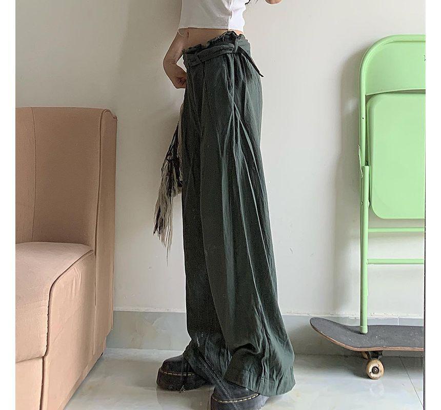 Low Waist Loose-Fit Wide-Leg Pants Product Image