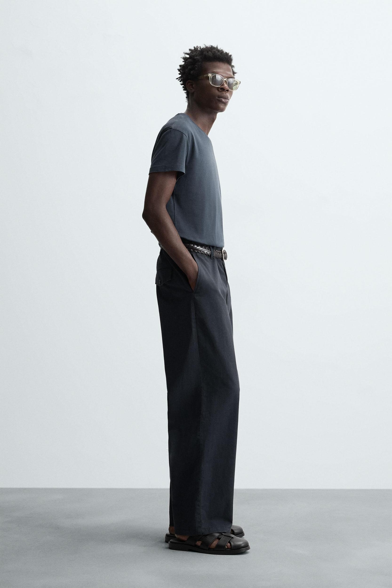 TEXTURED REGULAR FIT PANTS Product Image
