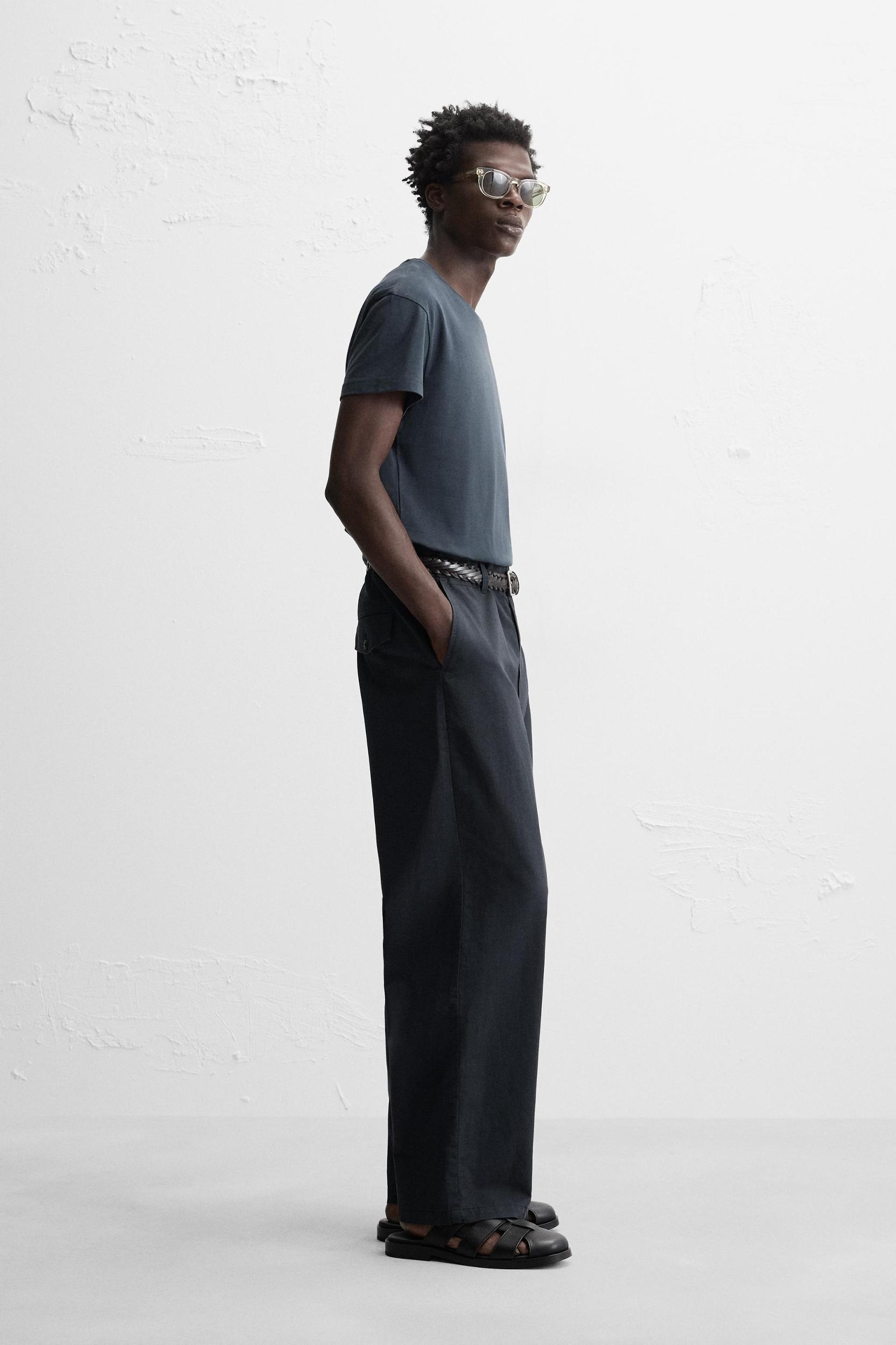 TEXTURED REGULAR FIT PANTS Product Image