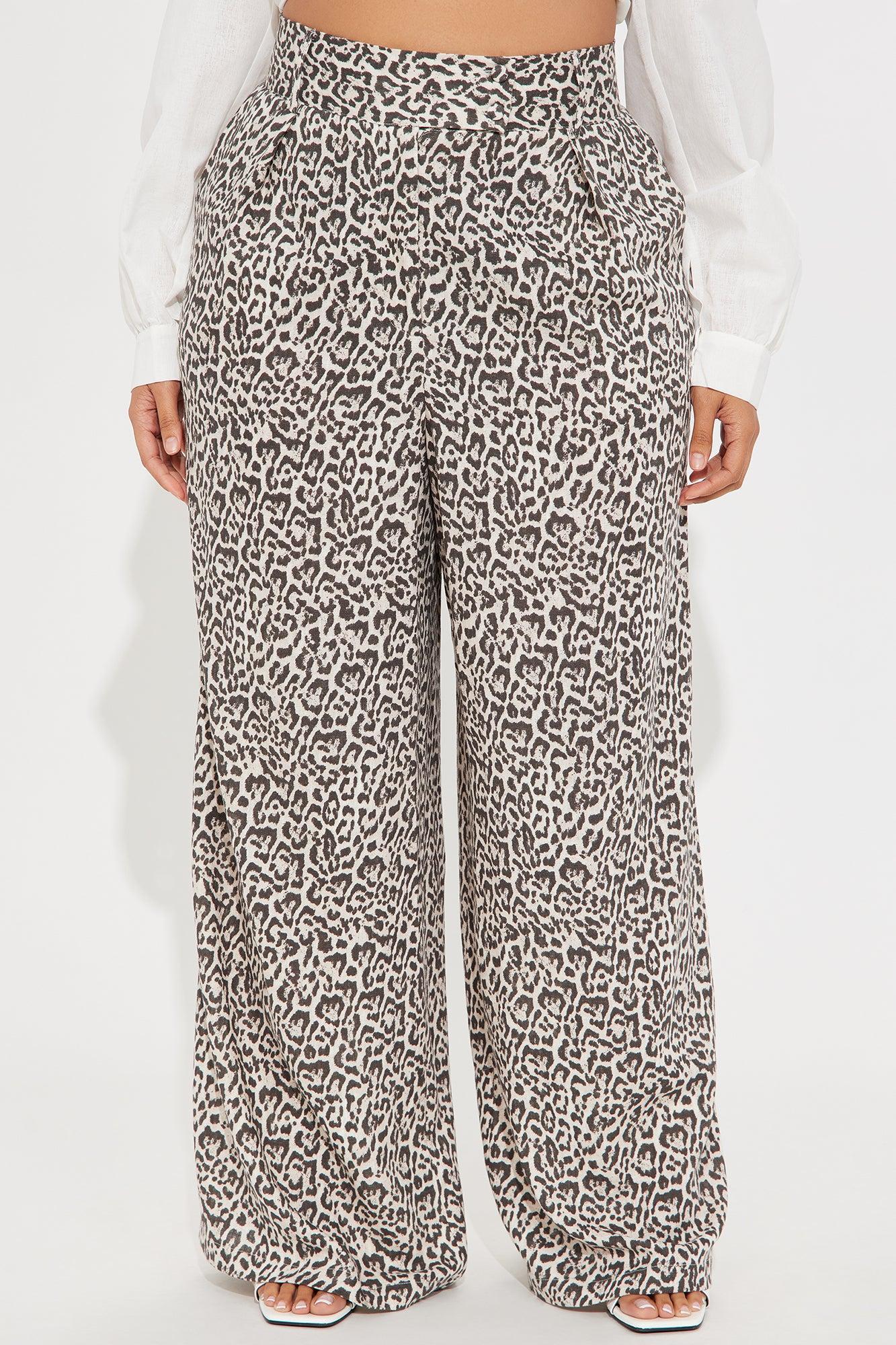 Lily Leopard Linen Pant - Brown/combo Product Image