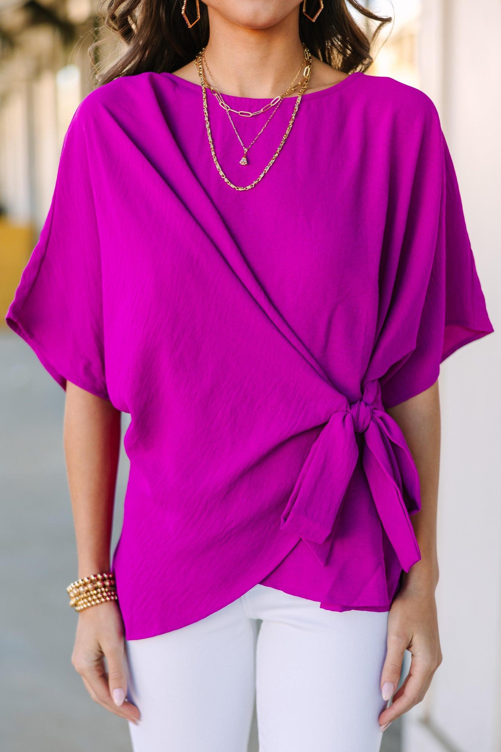 Happy Thoughts Magenta Pink Tied Blouse Female Product Image