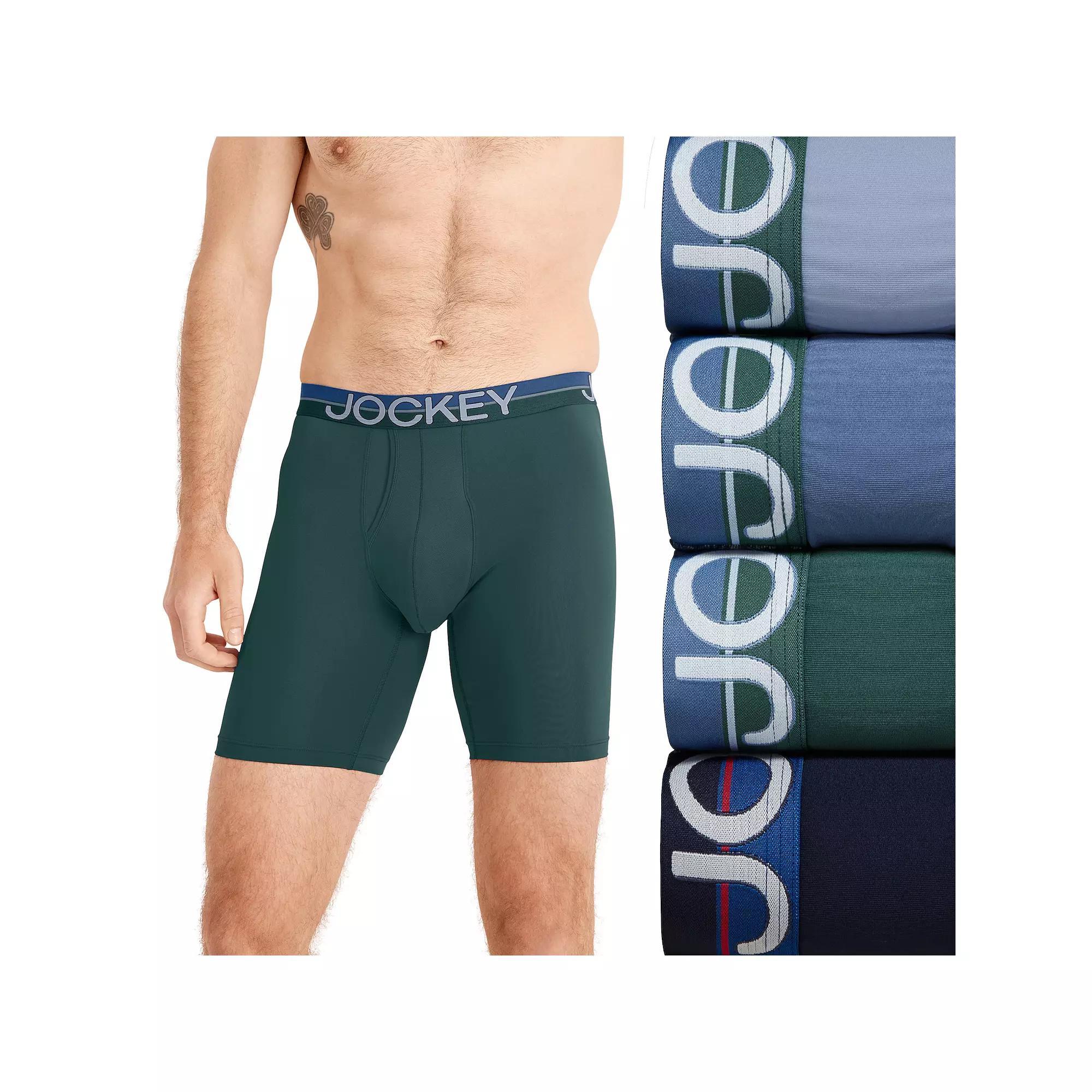 Men's Jockey® Infinite Cool Microfiber Stretch 8" Long Leg 3- Pack +1 Bonus Boxer Briefs, Size: Large, Blue Team Product Image