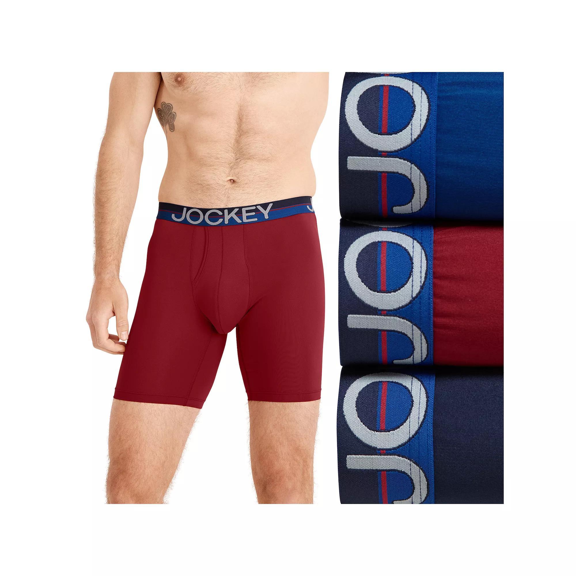 Men's Jockey® Infinite Cool 3-pk Microfiber Stretch 8" Long Leg Boxer Briefs, Size: Small, Red Apple Team Product Image