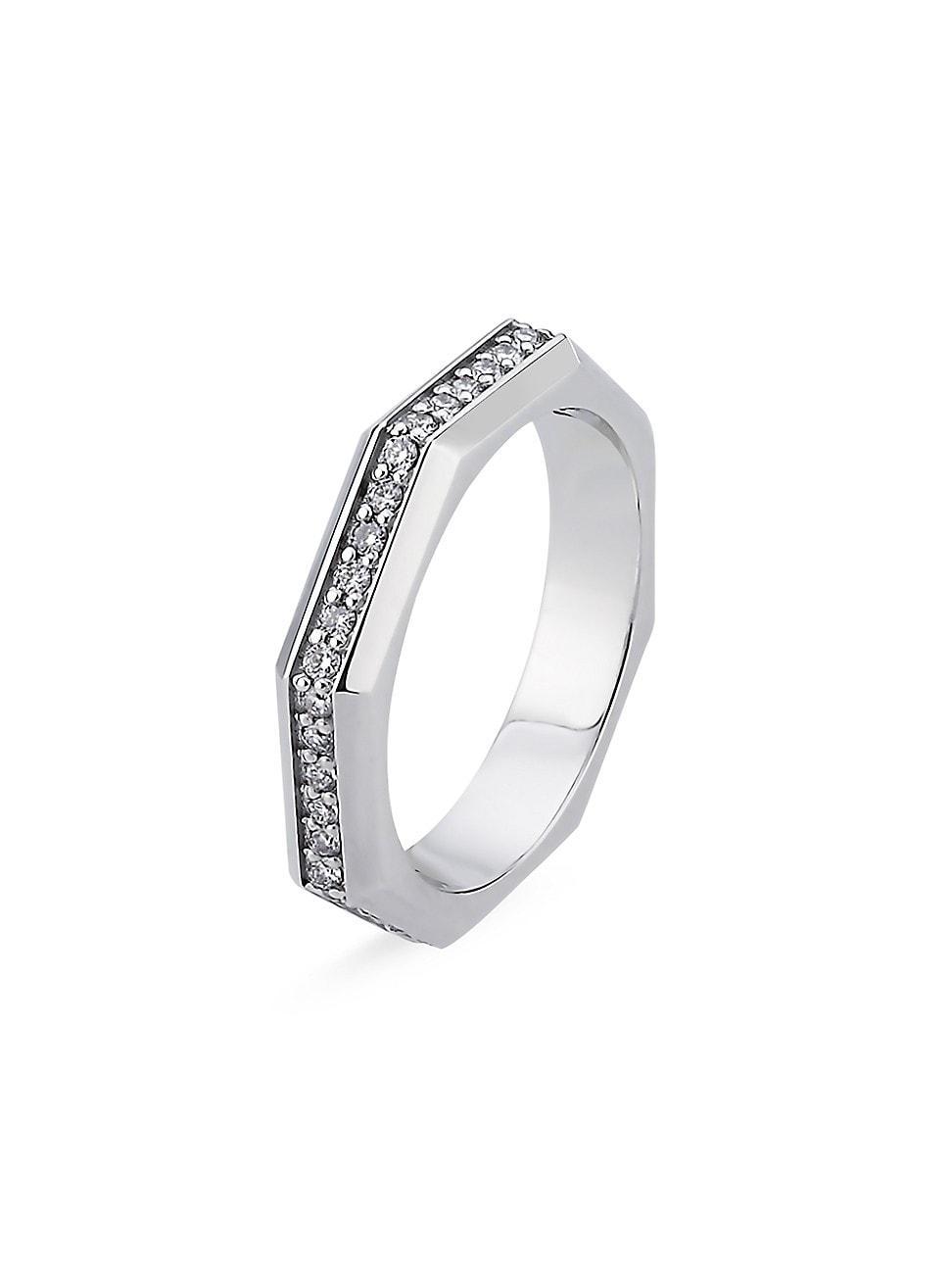 Womens Luminescence 18K White Gold & Diamond Polished Celestial Ring Product Image