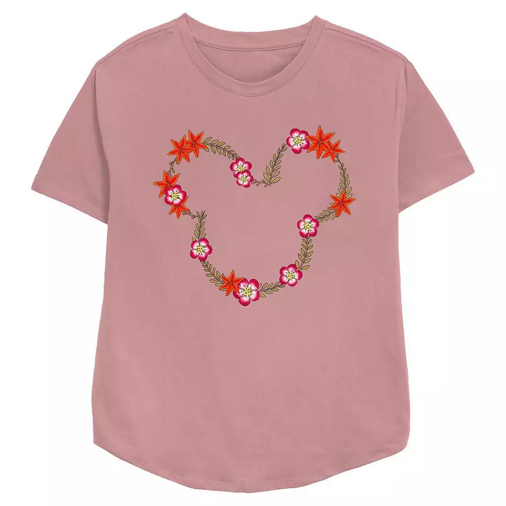 Disney's Mickey Mouse May Floral Wreath Women's Relaxed Fit Graphic Tee,  Product Image
