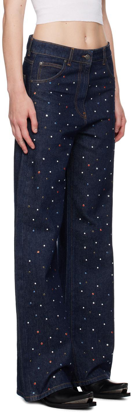 MSGM Blue Wide-leg Studs Jeans Product Image