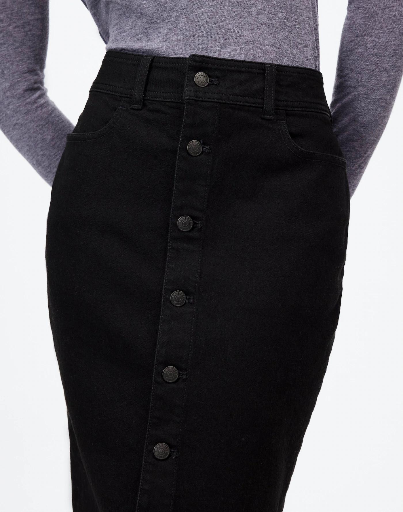 Denim Button-Front Midi Skirt Product Image