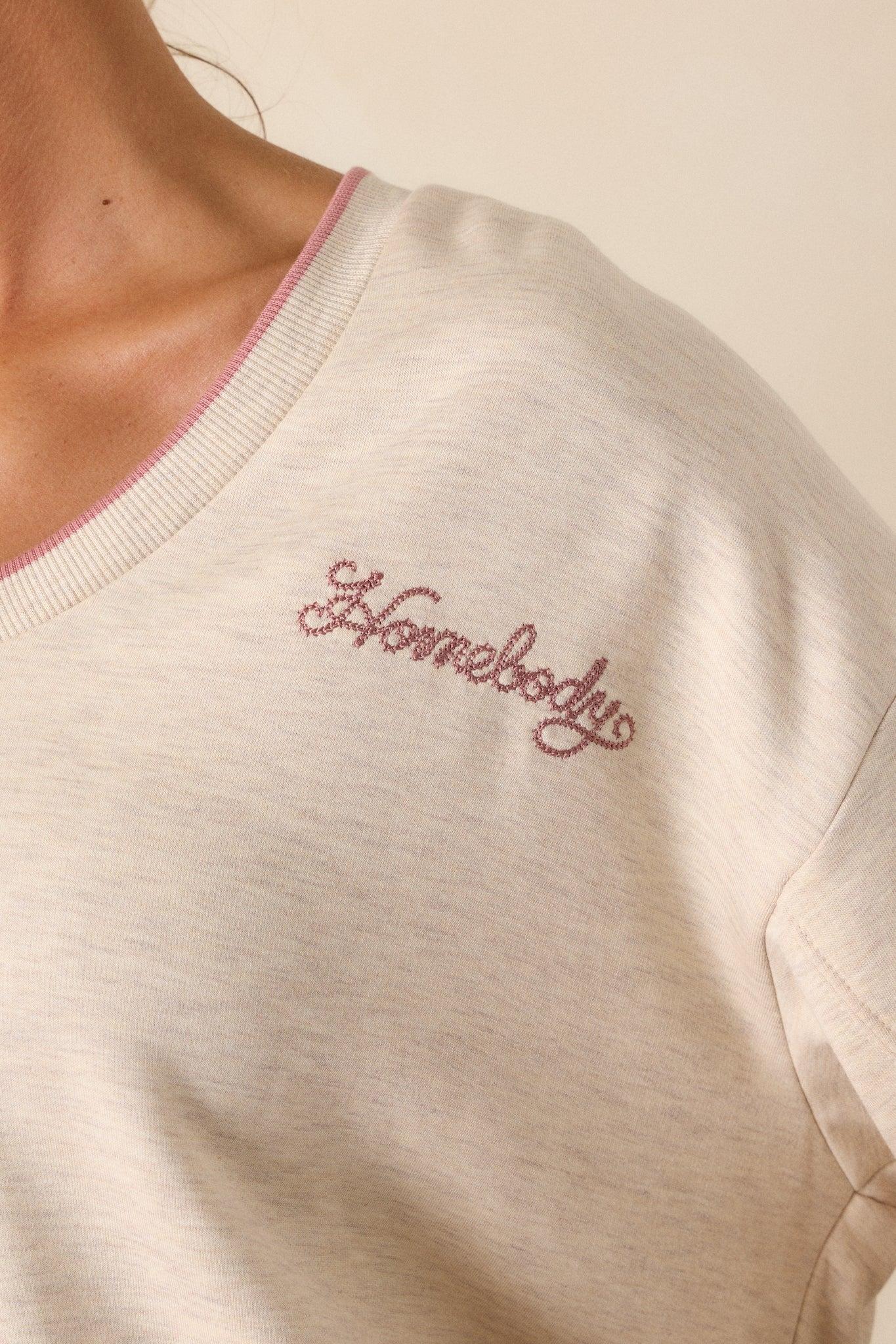 Z Supply Homebody Oatmeal V-Neck Sweatshirt Product Image