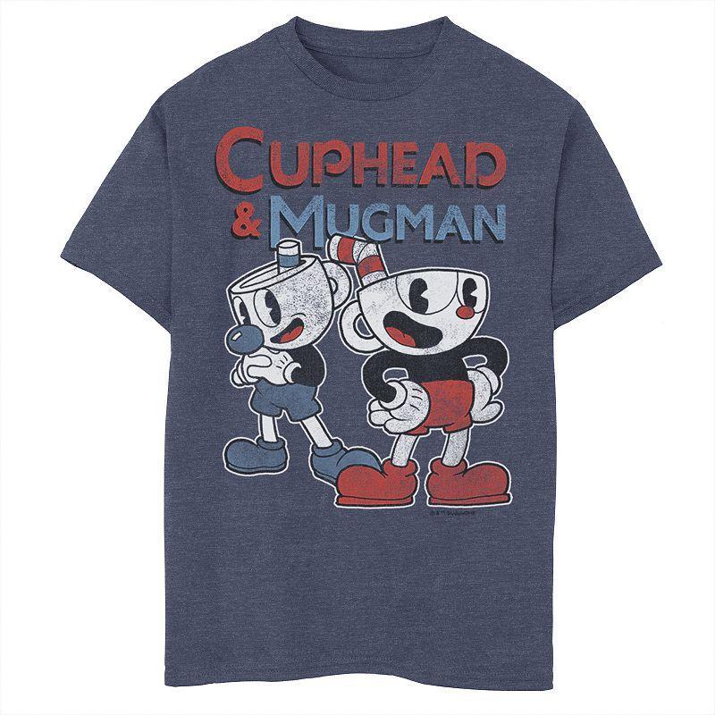 Boys 8-20 Cuphead and Mugman Dynamic Duo Tee, Boys Navy Grey Product Image